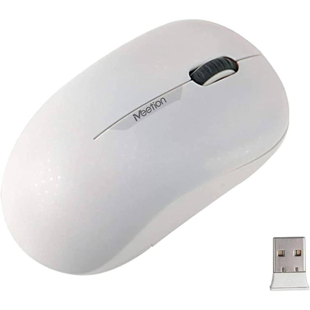 MeeTion MT-R545 Cordless Optical Usb Computer 2.4GHz Wireless Mouse -White