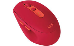 Logitech M585 Multi-Device Wireless & Bluetooth 2 Thumb Buttons Logitech FLOW Ultra-Precise Scrolling Curved Design Windows & Apple Mac - Red
