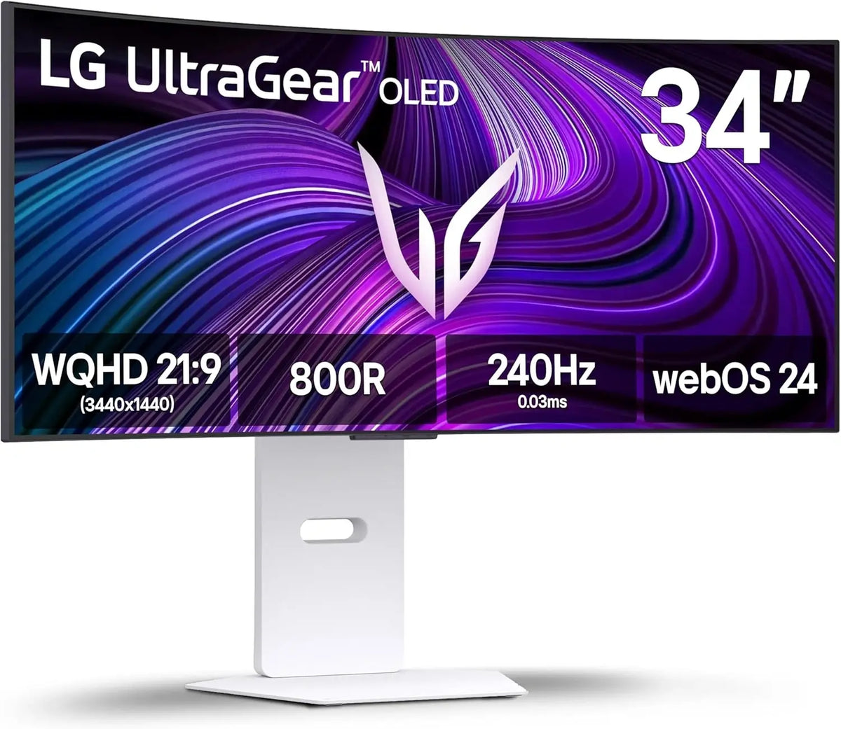 LG 34GX90SA-W 34-inch Ultragear WQHD 2K OLED Curved Gaming Monitor 240Hz 1ms