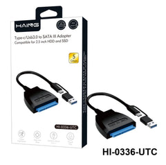 Haing Hi 0336 Utc Usb A 3.0 And Usb C To Sata Iii Adapter For 2.5 Inch Hdd And Ssd