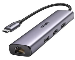 UGREEN 60600 USB C TO RJ45 ETHERNET GIGABIT AND 3 USB A 3.0 PORTS ADAPTER