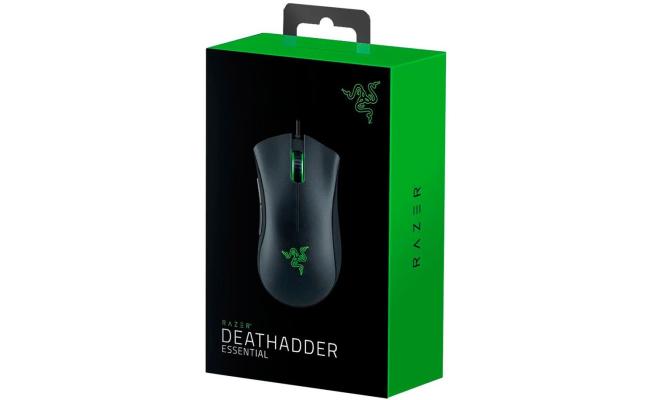 Razer DeathAdder Wired Essential Gaming Mouse 6400 DPI Optical Sensor 5 Programmable Buttons Mechanical Switches Rubber Side Grips - Black