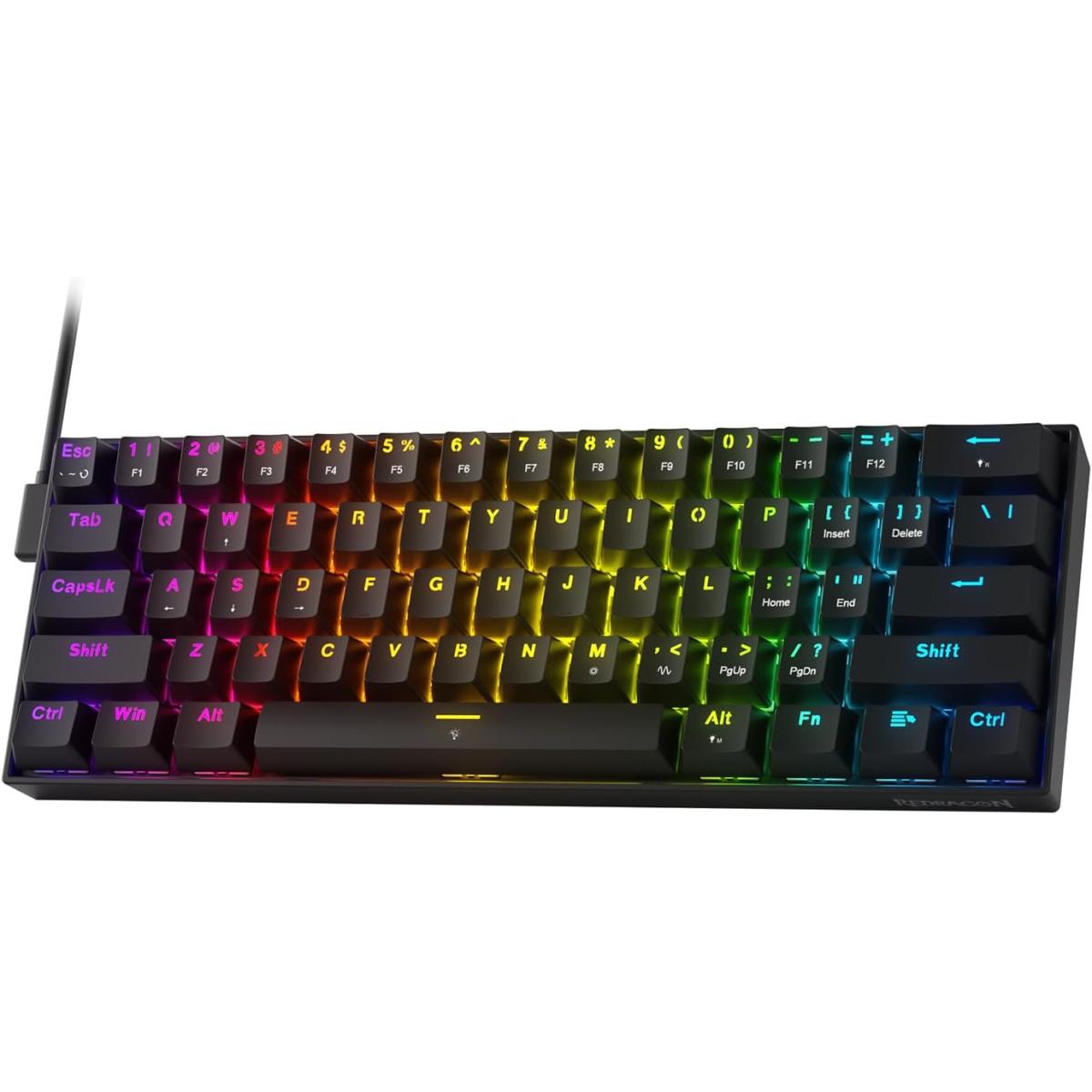 Redragon K617 HE Rapid Trigger Gaming Keyboard, 60% 61 Keys Wired Mechanical Keyboard w/Hyper-Fast Actuation, Dedicated Hall Effe Magnetic Switch, Actuation Point Adjustable, Essential Black