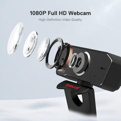 Redragon Gw800 1080p Pc Webcam with Built-in Dual Microphone, 360° Rotation -