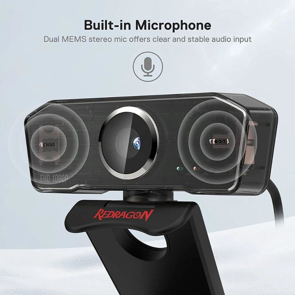 Redragon GW800 Hitman 1080p Webcam with Built - in Dual Microphone