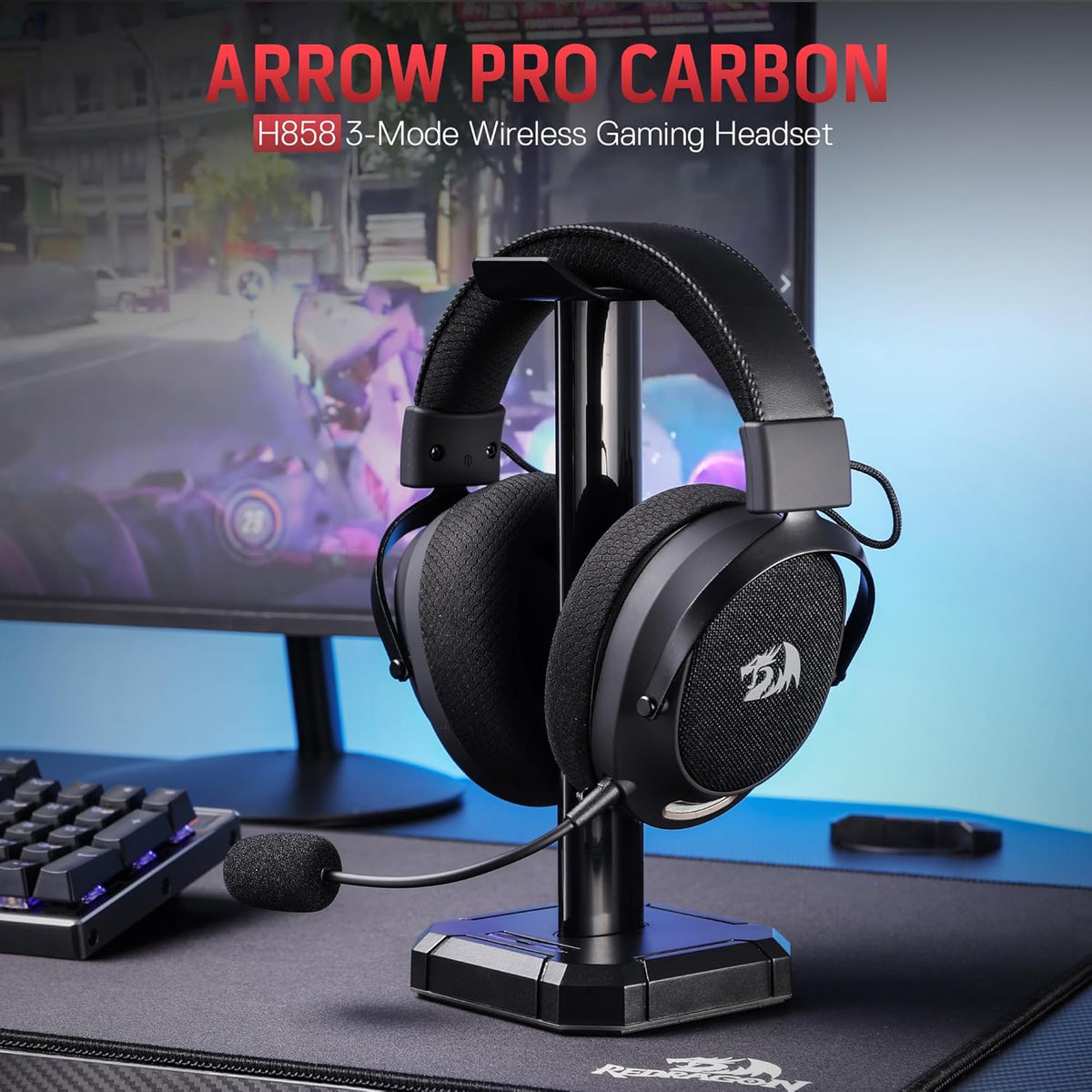 Redragon H858 3 - mode Wireless Gaming Headset, 7.1 Surround Sound