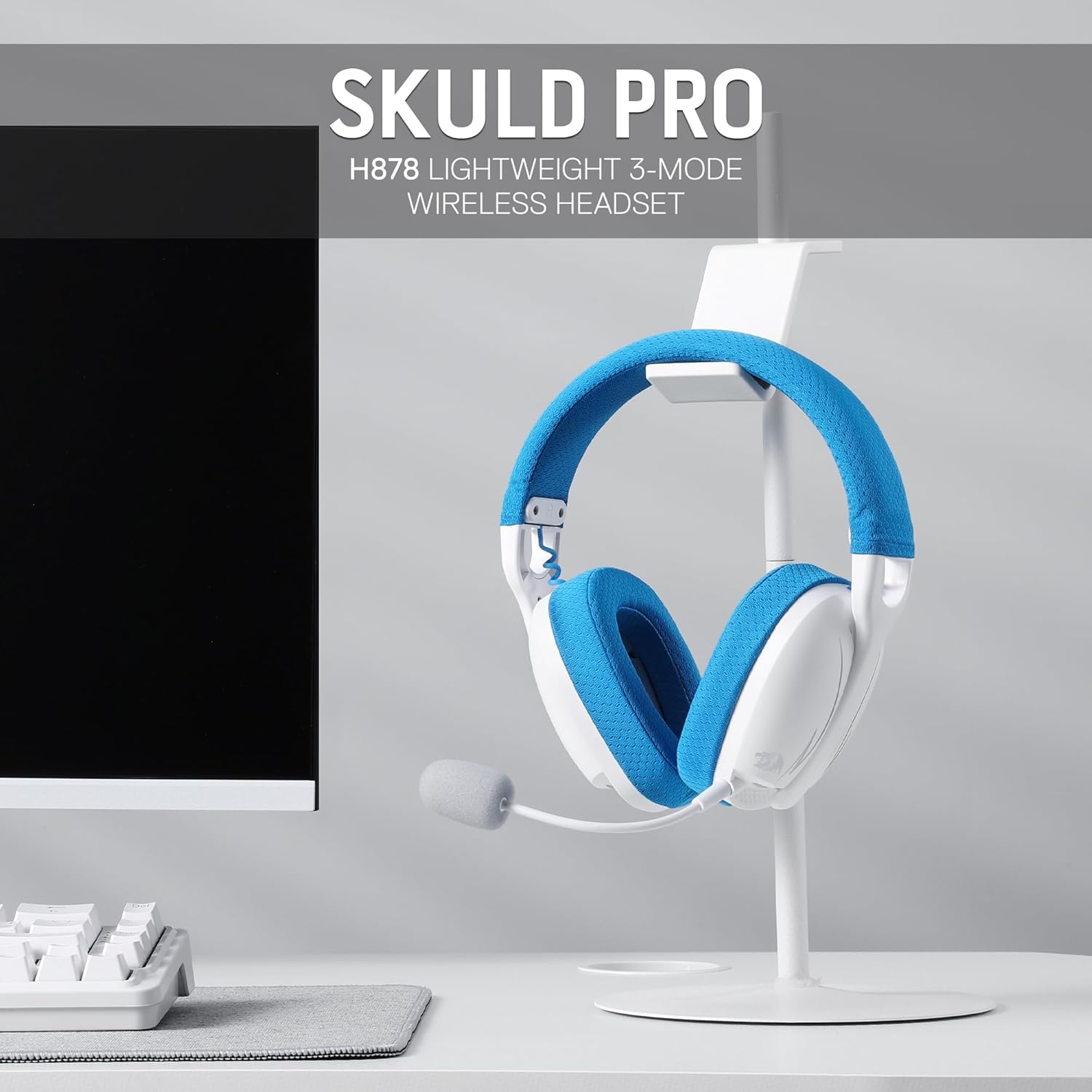 Redragon H878 3 - mode Wireless Blue Lighting Gaming Headset - Lightweight - 7.1