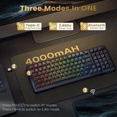 Redragon K688 Wireless Mechanical Keyboard, 3 Mode Gasket Mounted Rgb Gaming