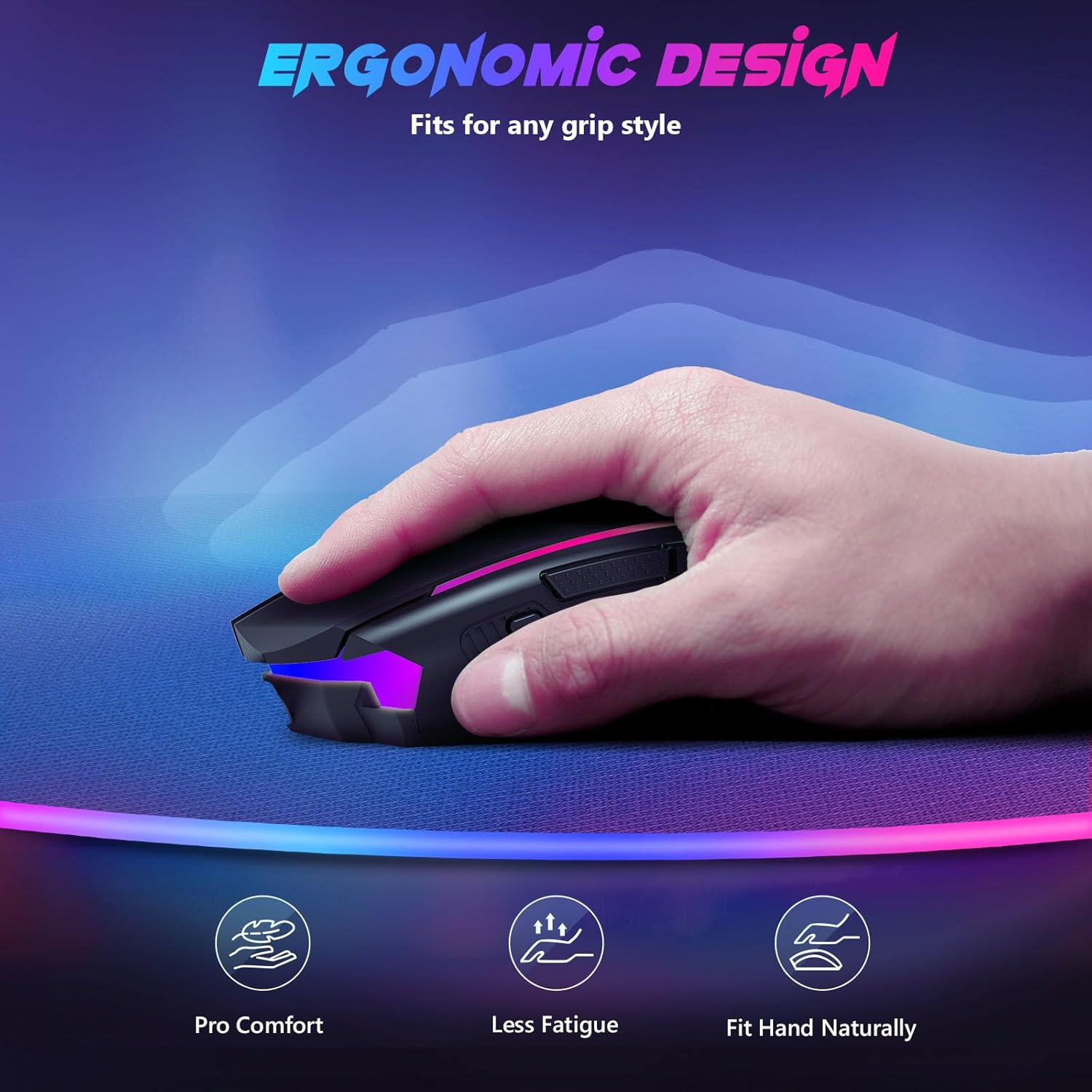 Redragon M910 Pro Gaming Mouse, Wireless Mouse Gaming with 8000 Dpi, Gaming, RGB