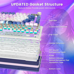 Redragon Wireless Mechanical Keyboard, Gasket Rgb Gaming Keyboard with 81 K708AK