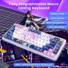 Redragon Wireless Mechanical Keyboard, Gasket Rgb Gaming Keyboard with 81 K708AK