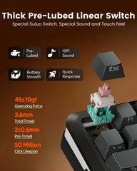 Redragon Wireless Mechanical Keyboard K708GG , Gasket RGB Gaming Keyboard with Screen & Knob, 3-Modes (Bluetooth/2.4G/Wired)