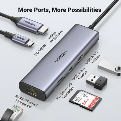 Ugreen 90568 Usb C To 7 In 1 Multiport Adapter 4k30hz Ugreen 90568 Usb C To 7 In 1 Multiport Adapter 4k30hz
