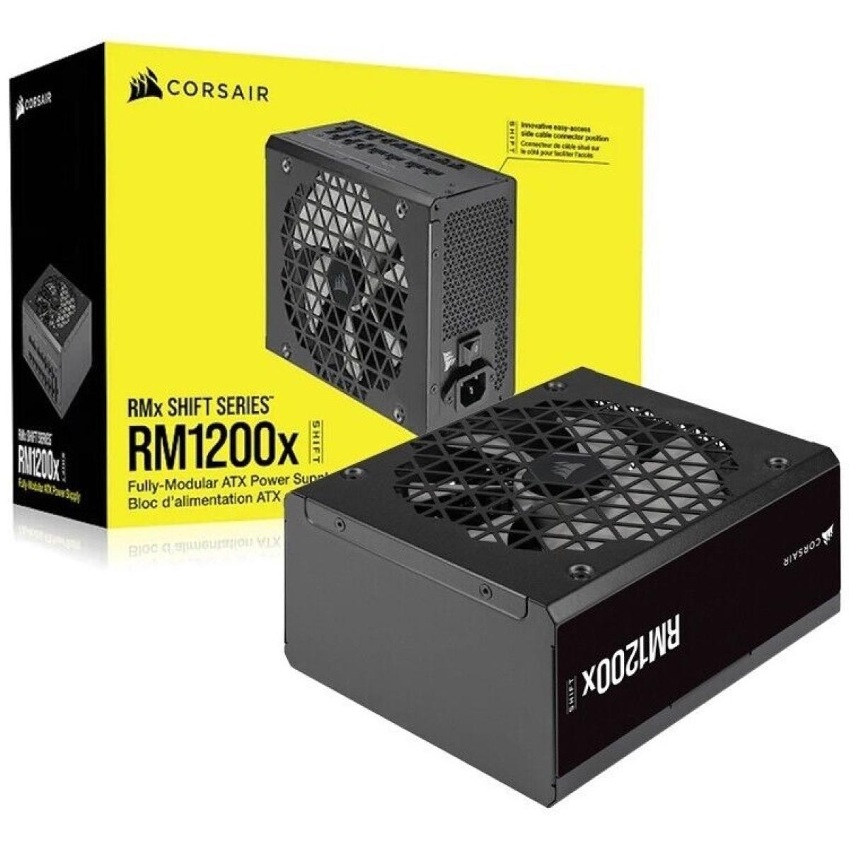 Corsair RM1200x Shift 1200W, ATX (ATX 3.0) Fully Modular Power Supply, 80+ Gold Certified w/ Side Mounted Modular Connections Panel & PCIe 5.0 12VHPWR Cable | CP-9020254-UK |