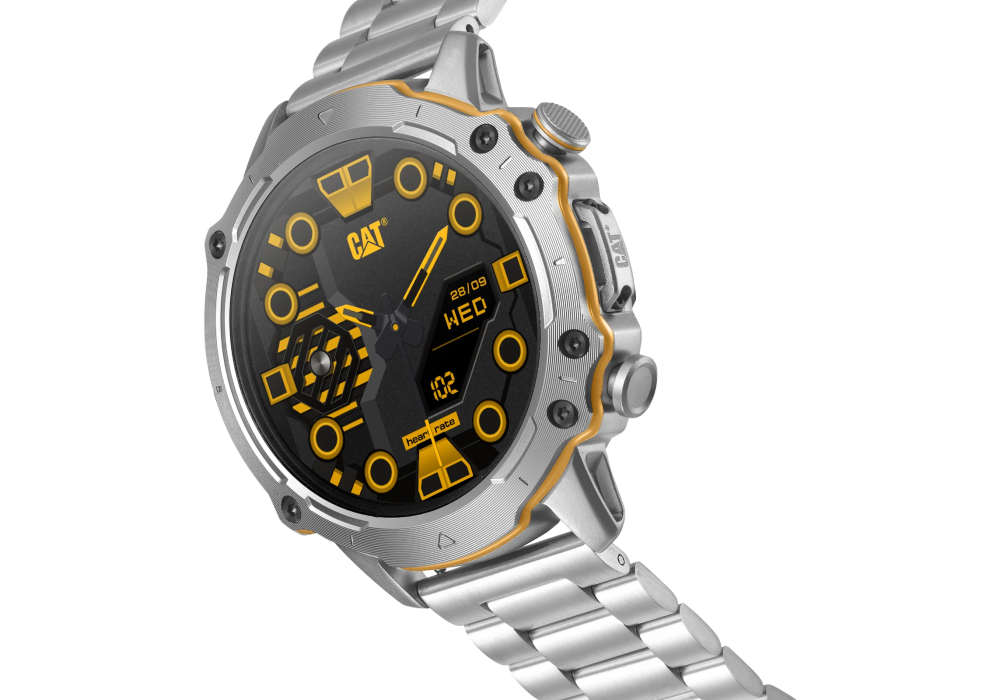 CAT Smart Watch E1.140.11.100 – 1.52″ AMOLED Display, Bluetooth Calls, Rugged Zinc Alloy Build, IP68 Water Resistance, Silver