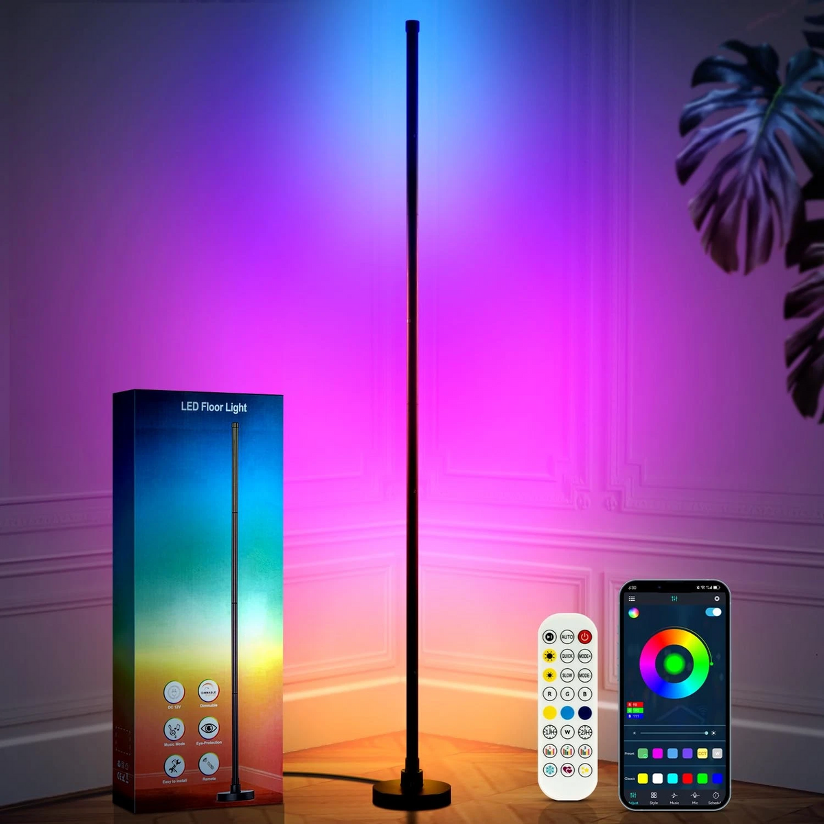 Smart RGB LED Corner Lamp with App and Remote Control