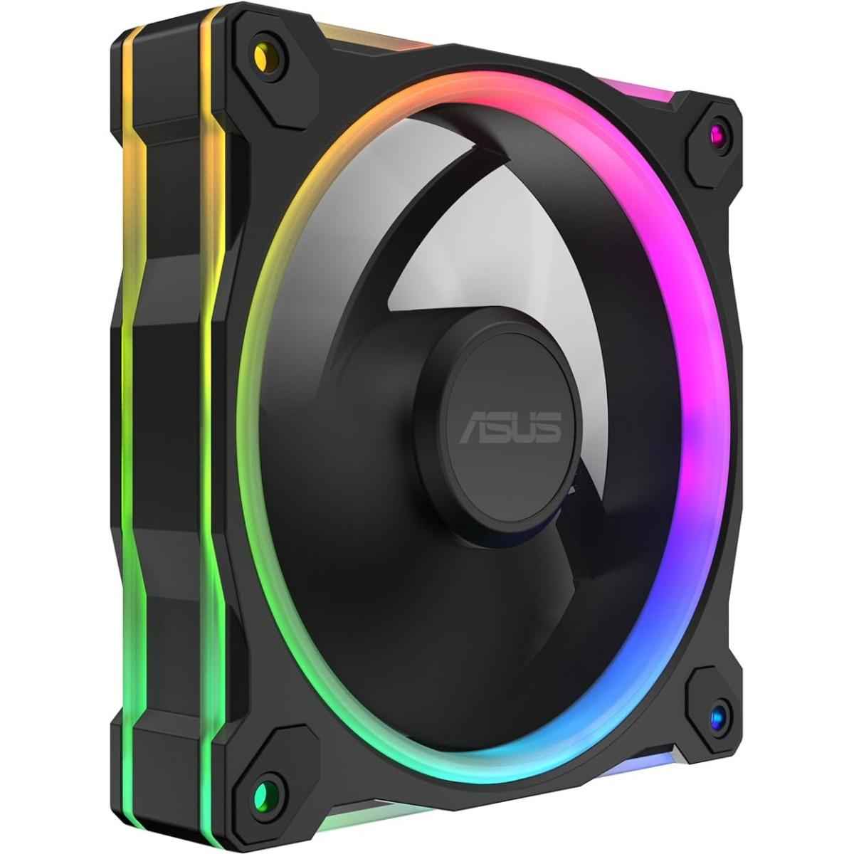 Asus Prime Mr120 Argb Fan, 1600 Rpm Fan Speed, 58 Cfm Fan Airflow, Standard Blade, Dual Sided Lighting, Sleeve Bearing, Single Pack, Black