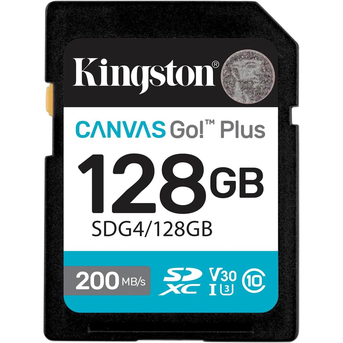 Kingston Canvas Go Plus 128GB SD Card | Up to 200MB/s | Class 10, UHS-I, U3, V30