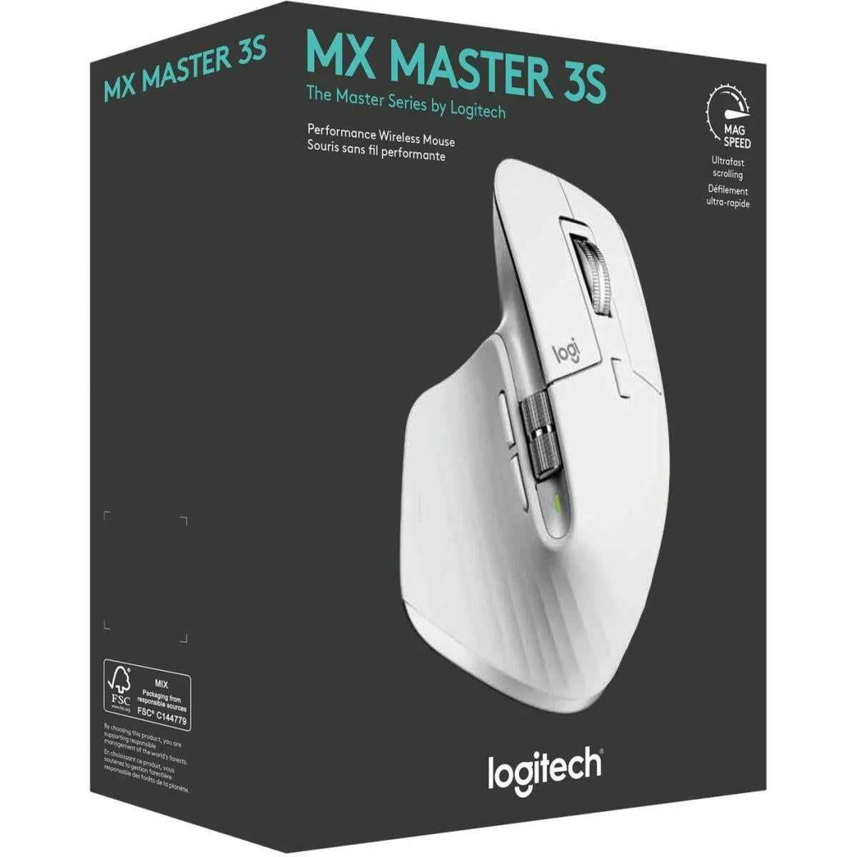 Logitech Mx Master 3s Wireless Performance Mouse W/ Ultra Fast Scrolling Ergo 8k Dpi Track On Glass Quiet Clicks Usb C Pale Grey