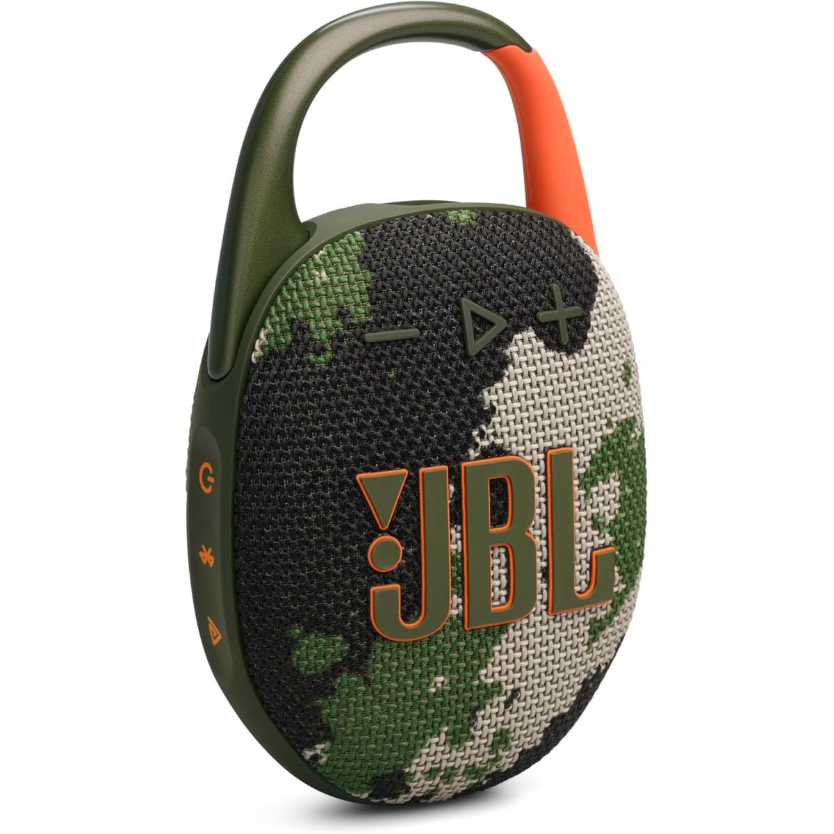 JBL Clip 5 - Ultra-Portable, Waterproof & Dustproof Bluetooth Speaker, Big Pro Sound with Punchy bass, Integrated Carabiner, Up to 12 Hours of Play, Made in Part with Recycled Materials , Squad JBL Clip 5 - Ultra-Portable, Waterproof & Dustproof Bluetooth Speaker, Big Pro Sound with Punchy bass, Integrated Carabiner, Up to 12 Hours of Play, Made in Part with Recycled Materials , Squad