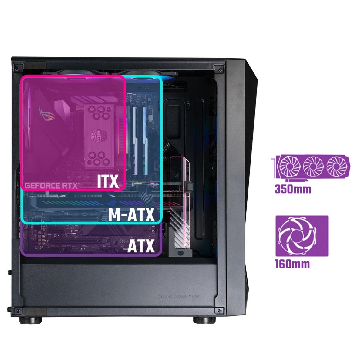 COOLER MASTER ARGB PC case for desktop computer builds and component installation