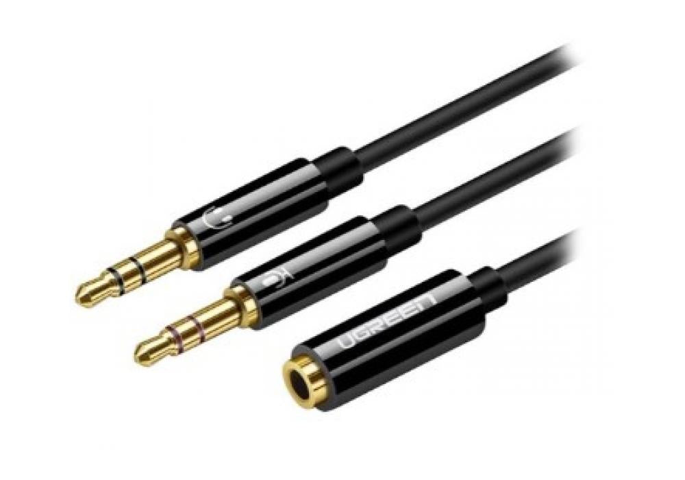 Ugreen - 20898 3.5mm Female to 2 Male Audio Cable ABS Case (Black)