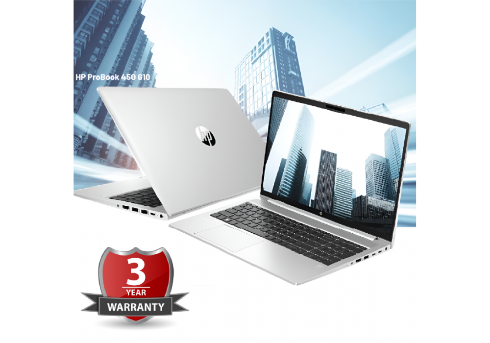 Laptop HP ProBook 450 G10 Notebook Intel® Core™ i5-1335U 10 Cores, 16 GB DDR4-3200Hz , 512 GB SSD, 15.6" FHD anti-glare, 250 nits, Fingerprint & Backlit KB - Pike silver aluminum