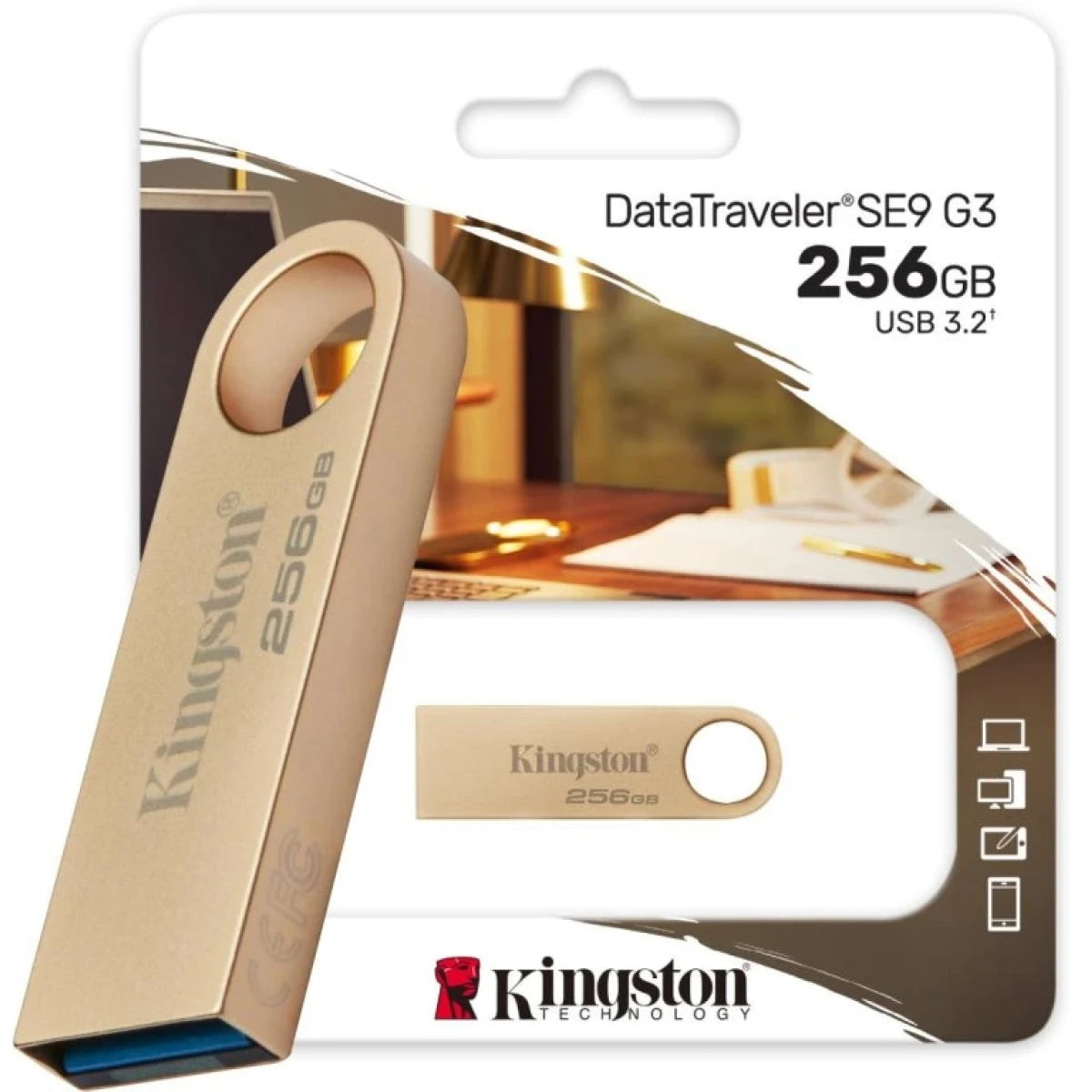 Kingston DataTraveler SE9 G3 256GB USB Flash Drive USB 3.2 Gen 1 Speed Up to 220MB/s Premium Metal Casing