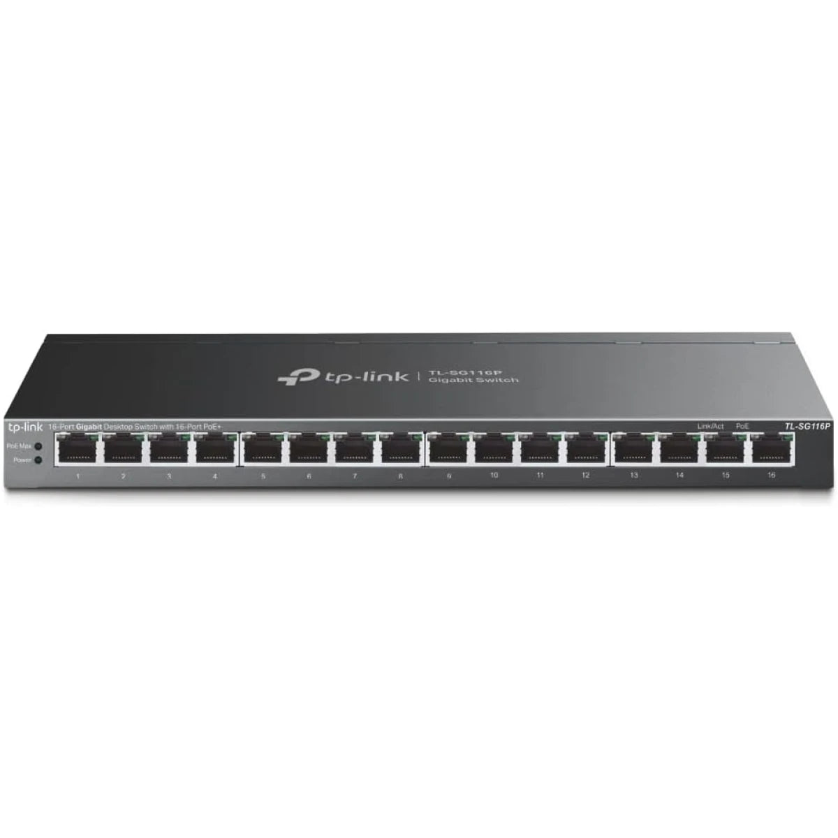 TP - Link TL - SG116P 16 Port Gigabit PoE Switch 16 PoE+ Ports 120W Priority & Isolation Mode PoE Auto Recovery Fanless