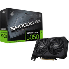 MSI GeForce RTX 5050 8G SHADOW 2X OC 8GB Graphics Card, GDDR6 128-Bit Memory, 2602 MHz Engine Clock, 20 Gbps Memory Clock, 2560 CUDA Cores, PCI Express Gen 5 x16