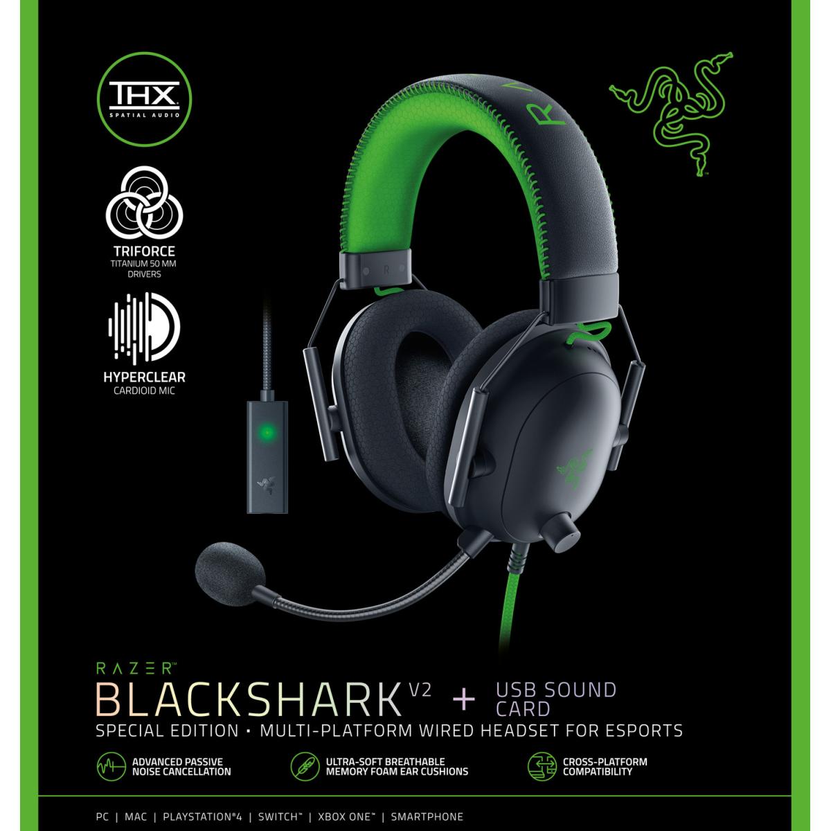 Razer Blackshark V2 Se Gaming Headset Thx Spatial Audio W Usb Sound Card