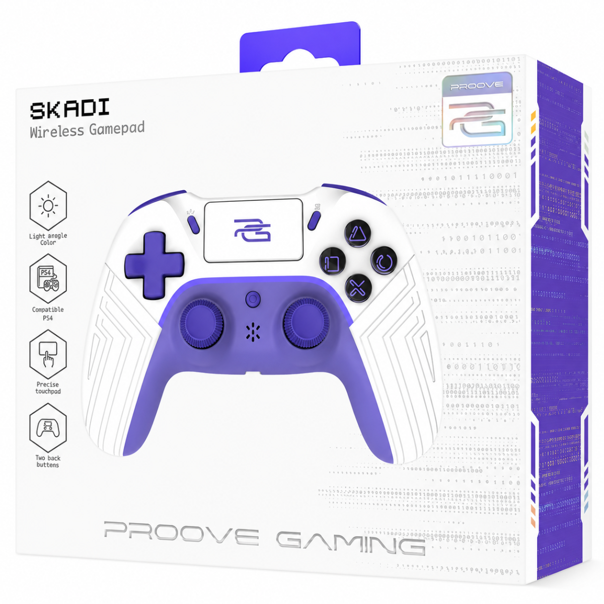 Proove Gaming Skadi Wireless Gamepad Compatible To PlayStation 4, PC, Android - White/Purple