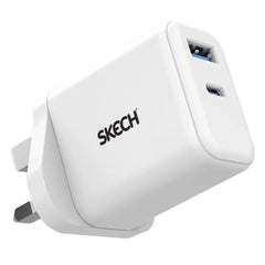 Skech Power Delivery 2 Port Gan Wall Charger 45w Pd Power Charger Type C Port + Usb A – White