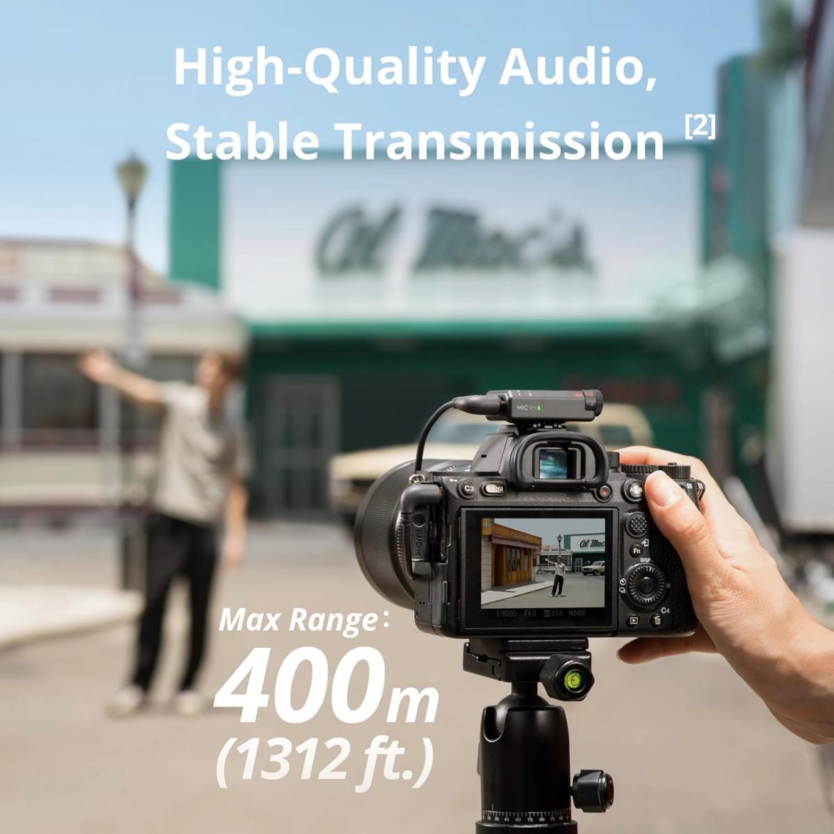 DJI Mic Mini (1 TX + 1 RX), Wireless Lavalier Microphone for iPhone/Camera/Android, Ultralight, Detail-Rich Audio, Noise Cancelling, Automatic Limiting, Vlog, Streaming, 400m Transmission DJI Mic Mini (1 TX + 1 RX), Wireless Lavalier Microphone for iPhone/Camera/Android, Ultralight, Detail-Rich Audio, Noise Cancelling, Automatic Limiting, Vlog, Streaming, 400m Transmission