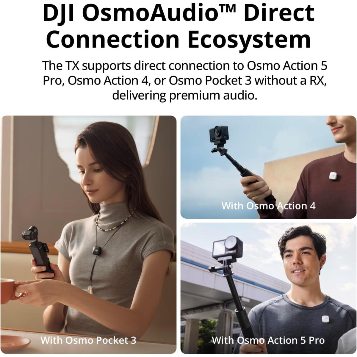 DJI Mic Mini (1 TX + 1 RX), Wireless Lavalier Microphone for iPhone/Camera/Android, Ultralight, Detail-Rich Audio, Noise Cancelling, Automatic Limiting, Vlog, Streaming, 400m Transmission DJI Mic Mini (1 TX + 1 RX), Wireless Lavalier Microphone for iPhone/Camera/Android, Ultralight, Detail-Rich Audio, Noise Cancelling, Automatic Limiting, Vlog, Streaming, 400m Transmission