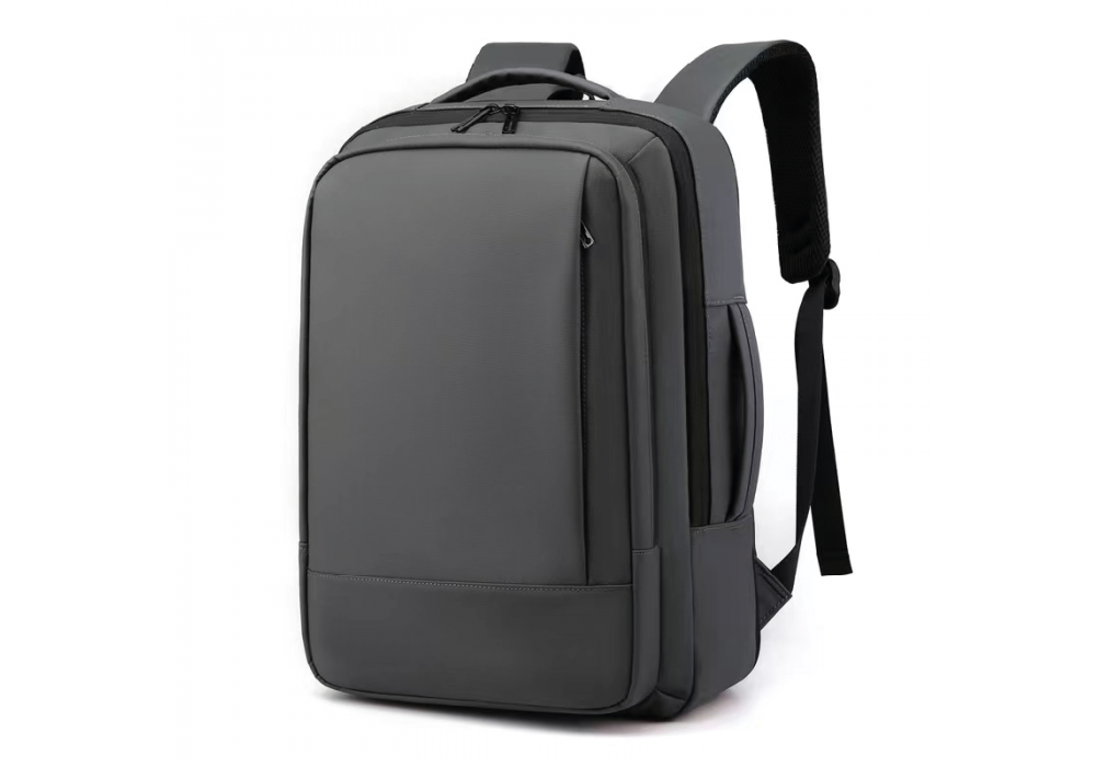 New Backpack Laptop Simple Business Travel Oxford Cloth Waterproof Expandable Size Multi-Section & USB Power Charger Extension Up to 17" Laptop Size - Grey