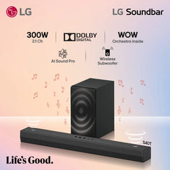 LG S40T 2.1 Channel 300W Soundbar with Wireless Subwoofer - Mirror Black