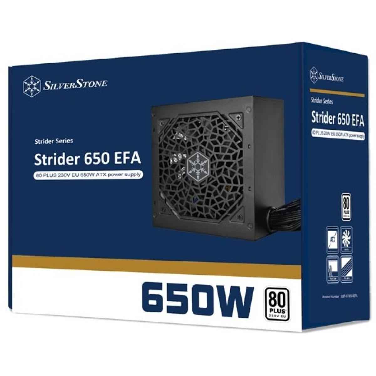 SilverStone Strider 650 EFA 230V EU 650W ATX (PS2) 80 Plus White Performance Power Supply w/ Silent 120mm fan | SST-ST650-EFA (Black) |