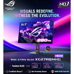 ASUS ROG Strix XG27AQWMG 27” TrueBlack Glossy™ Tandem OLED 2K QHD 280Hz 0.03ms DisplayHDR™ 500 Proximity Sensor Adaptive-Sync HDMI 2.1, Black
