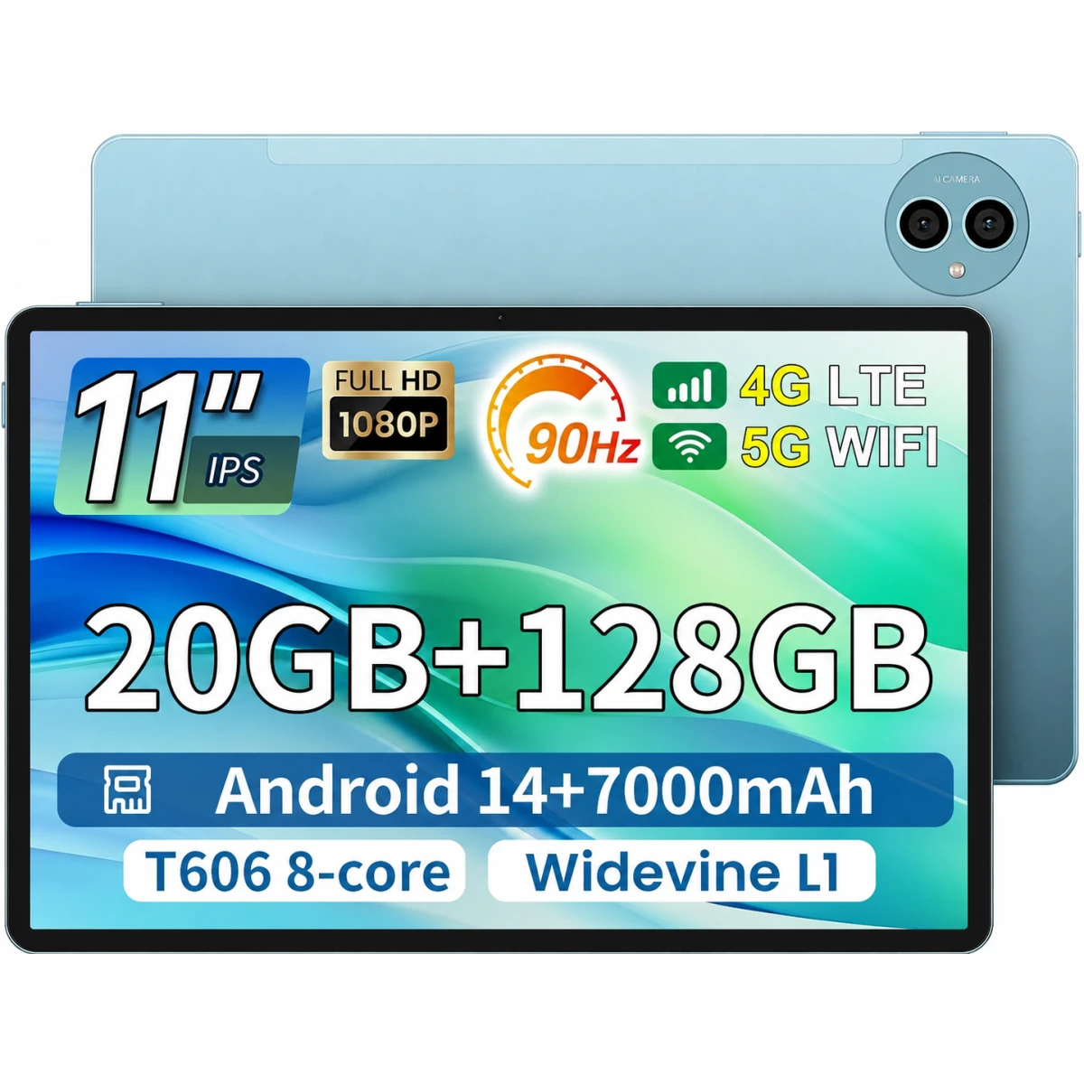 TECLAST P50 (2025) 11" IPS 90hz Android 15 WIFI & LTE Tablet (128GB Storage / 8GB + 12GB Shared Memory) 7000mAh Battery , Blue