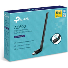 Tp Link Archer T2u Plus Ac600 Usb Wifi Adapter For Pc With 2.4ghz, 5ghz High Gain Dual Band 5dbi Antenna, Supports Win & Mac - CompuMe