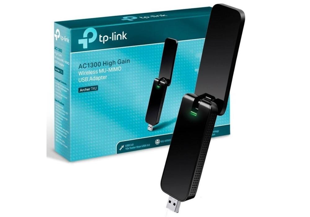 TP - Link ARCHER T4U AC1300 Wireless USB Adapter Dual Band MU - MIMO Wireless Network Dongle with Foldable High Gain Antenna