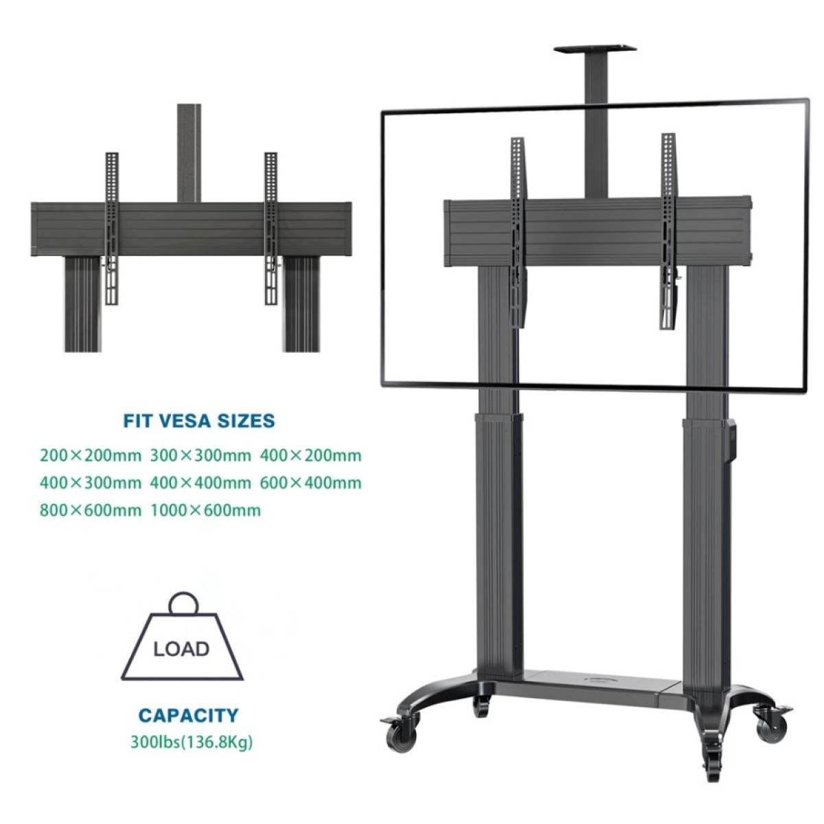 NB North Bayou T70 75"-100" Motorized Height Adjustable Large Display Mobile TV Bracket Trolley