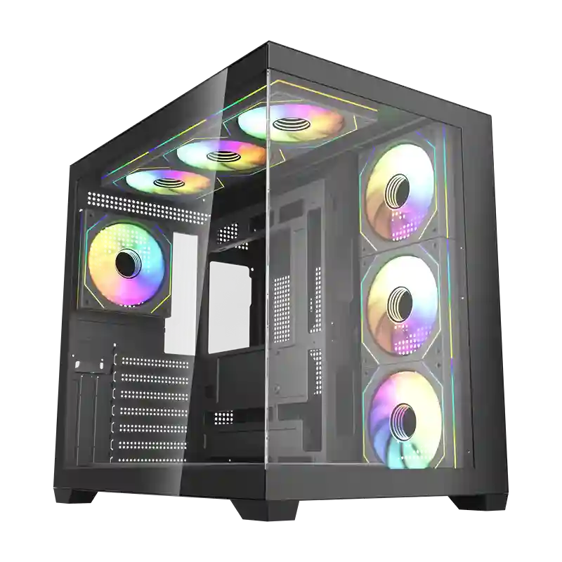 Fantech CG85X Lumina X Tempered Glass Mid Tower Gaming Case Black - (6ARGB Fans)