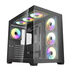 Fantech CG85X Lumina X Tempered Glass Mid Tower Gaming Case Black - (6ARGB Fans)