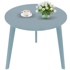 Sinwant Bamboo Round Side Table (White\Blue)