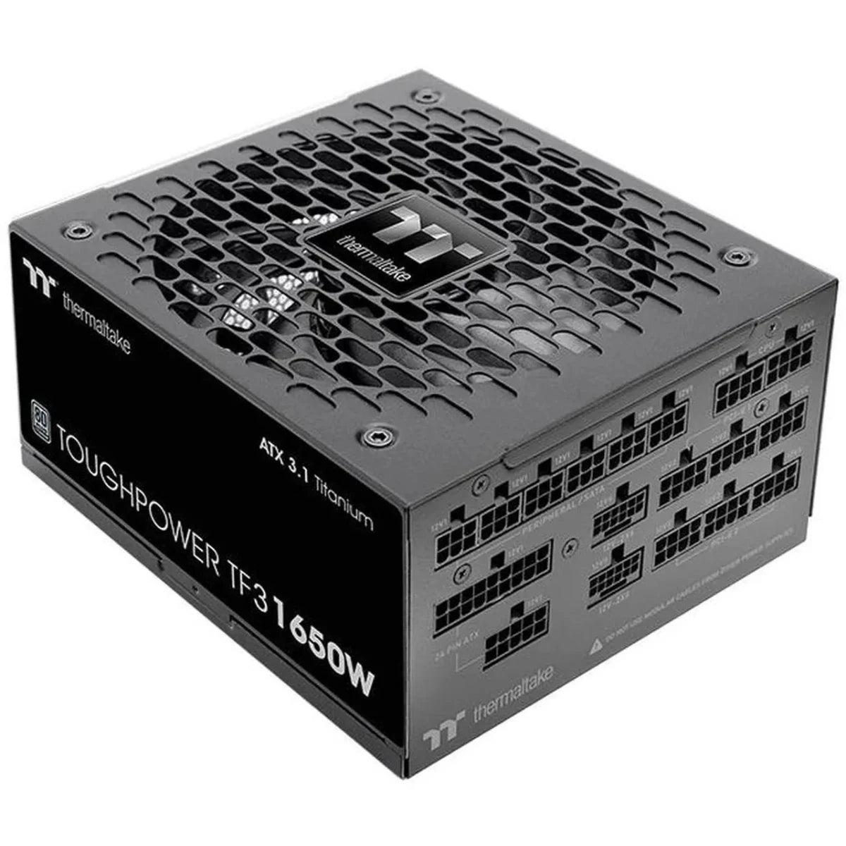 Thermaltake Toughpower TF3 1650W; ATX 3.1; x2 Native PCIe 5.1 12V-2x6; Full Modular; Etched Flat Cables; Multi/Single Rail OCM Toggle; 100% Japanese Capacitors; 80 Plus Titanium Certified; Black