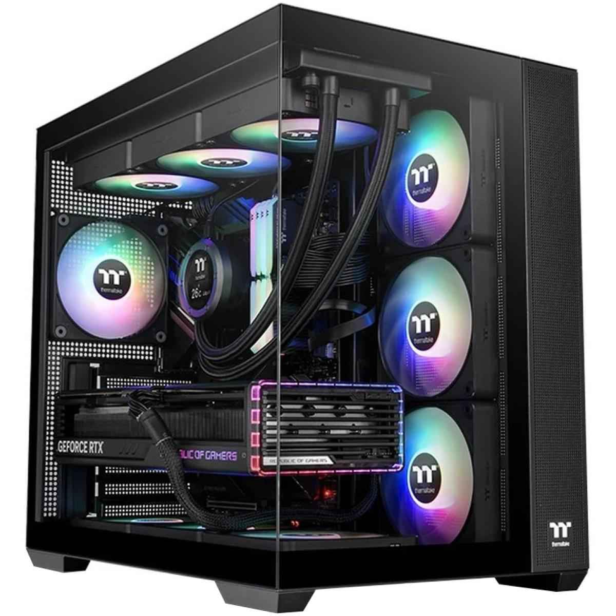 Thermaltake View 380 Tg Atx 4x120mm Argb Fans Supports Hidden Conneor Motherboard Front & Side Dual Tempered Glass Panel Black