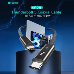 COTECI OF-065 Cable Thunderbolt 5 Coaxial USB-C to C 240W PD Fast Charging 80Gbps 4K 120Hz HDR Support