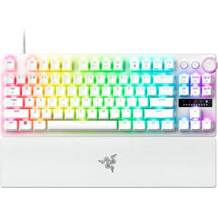 Razer Huntsman V3 Pro TKL Esports Analog Optical Switches Rapid Trigger & Adjustable Actuation Media Keys & Dial Doubleshot PBT Keycaps Wrist Rest - White